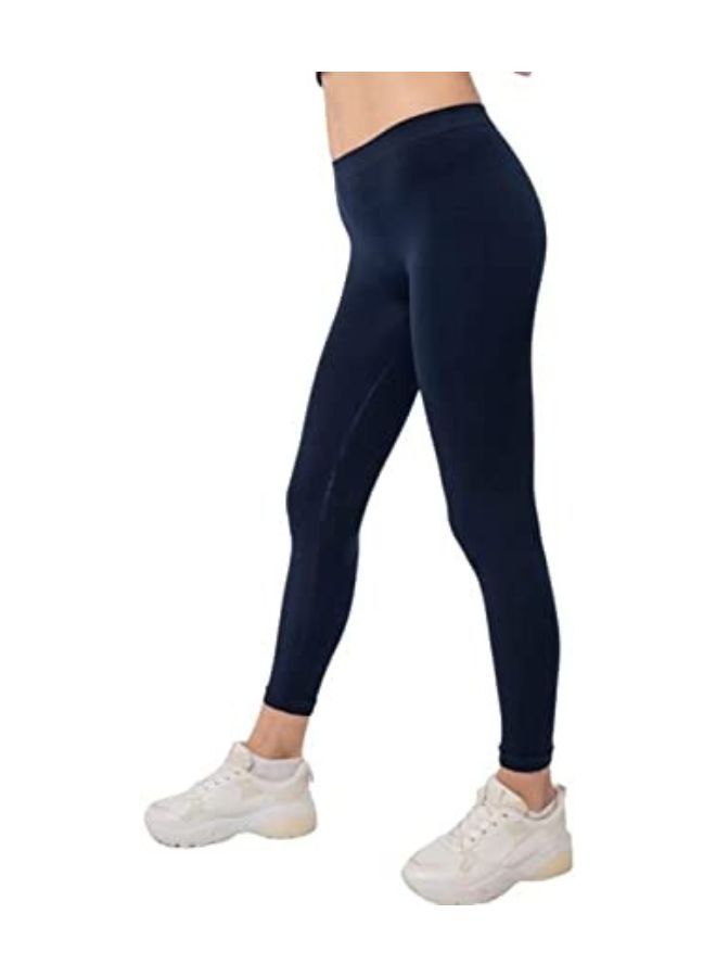 Carina Plain long leggings for women with a high elasticated waist high-quality materials well ventilated and soft to the touch Navy blue colour  - Image 1