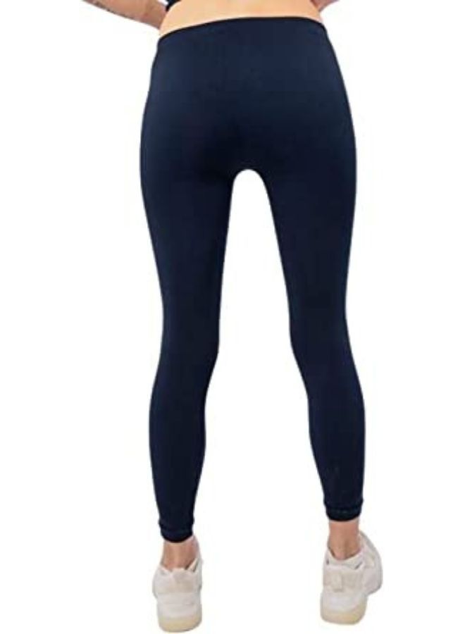 Carina Plain long leggings for women with a high elasticated waist high-quality materials well ventilated and soft to the touch Navy blue colour  - Image 3