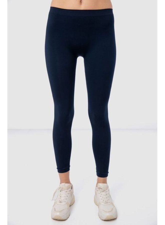 Carina Plain long leggings for women with a high elasticated waist high-quality materials well ventilated and soft to the touch Navy blue colour  - Image 2
