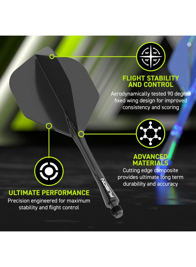 Winmau Fusion Fluoro Yellow Short Intergrated Dart Flight and Shaft System - 1 Set per Pack (3 Flights and shafts in Total) - Image 3