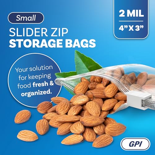 GPI POLY 200 Count - Slider Zip Food Storage Snack Bags, 4" x 3" 2 Mil, Strong & Durable For Nuts, Candy, Snacks, Seeds, Jewelry & More. GPI - Image 5