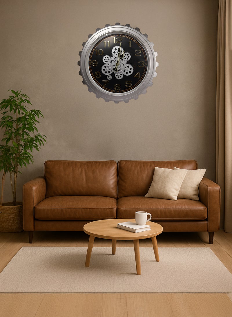 توشيونيكس ساعة حائط صناعية بقياس 52 سم T114634 - ساعة ديكورية عتيقة بتصميم ستيم بانك للمنزل والمكتب - ديكور حائط كبير بتصميم ريترو بأرقام ثلاثية الأبعاد - تعمل بالبطارية - Image 2