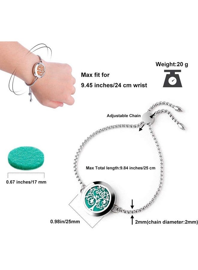 ttstar Essential Oil Diffuser Bracelet Stainless Steel Aromatherapy Locket Adjustable Diffuser Bracelet With 24Pcs Refill Pads In 12 Colors Gift Set For Women Girls Mother'S Day Christma(Tree Of Hope)  - Image 2