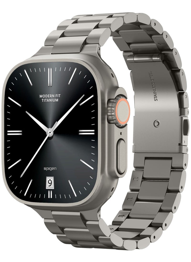 Spigen Modern Fit Premium Real Titanium Band Strap for Apple Watch Ultra 2 / Ultra (49mm), Series 10 (46mm), Series 9/8/7 (45mm), Series SE2/6/SE/5/4 (44mm) and Series 3/2/1 (42mm) - Natural Titanium  - Image 1