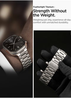 Spigen Modern Fit Premium Real Titanium Band Strap for Apple Watch Ultra 2 / Ultra (49mm), Series 10 (46mm), Series 9/8/7 (45mm), Series SE2/6/SE/5/4 (44mm) and Series 3/2/1 (42mm) - Natural Titanium  - Image 3