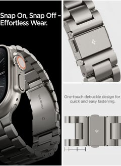 Spigen Modern Fit Premium Real Titanium Band Strap for Apple Watch Ultra 2 / Ultra (49mm), Series 10 (46mm), Series 9/8/7 (45mm), Series SE2/6/SE/5/4 (44mm) and Series 3/2/1 (42mm) - Natural Titanium  - Image 5