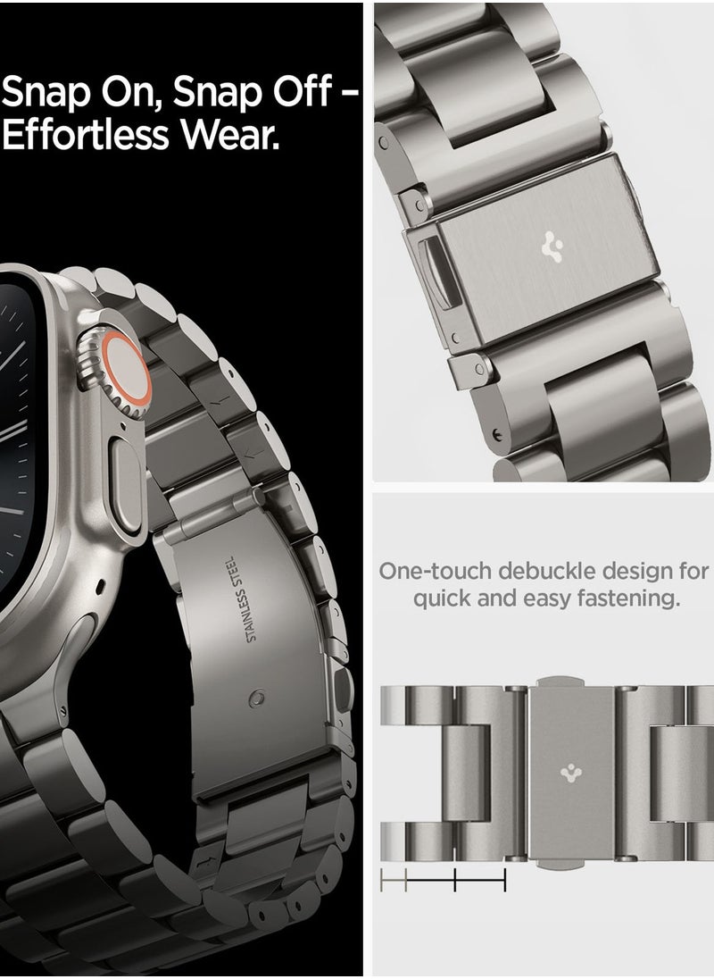 Spigen Modern Fit Premium Real Titanium Band Strap for Apple Watch Ultra 2 / Ultra (49mm), Series 10 (46mm), Series 9/8/7 (45mm), Series SE2/6/SE/5/4 (44mm) and Series 3/2/1 (42mm) - Natural Titanium  - Image 5