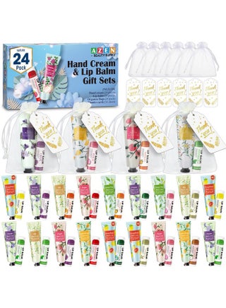 AZEN 24 Sets Hand Cream Bulk and Lip Balm Bulk Set, Bridal Shower Gifts for Guests, Thank You Gifts for Coworkers Women Men with Organza Bag Thank You Card, Bridal Wedding Favors for Guests - pzsku/ZDCC98AE6B27873C938A1Z/45/1745406001/f043cce7-3c81-44ba-9114-5e15423846f2