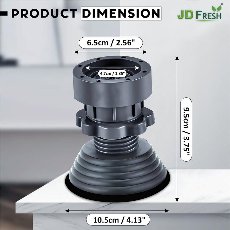 JD FRESH Washing Machine Vibration Pads/Bracket Base for Washing Machine/Refrigerator Stand with Height Adjustment Feet/Washing Machine Stand/Floor Trays/Stands with Anti-Slip Rubber (Grey-4 Pcs Set) - Image 3