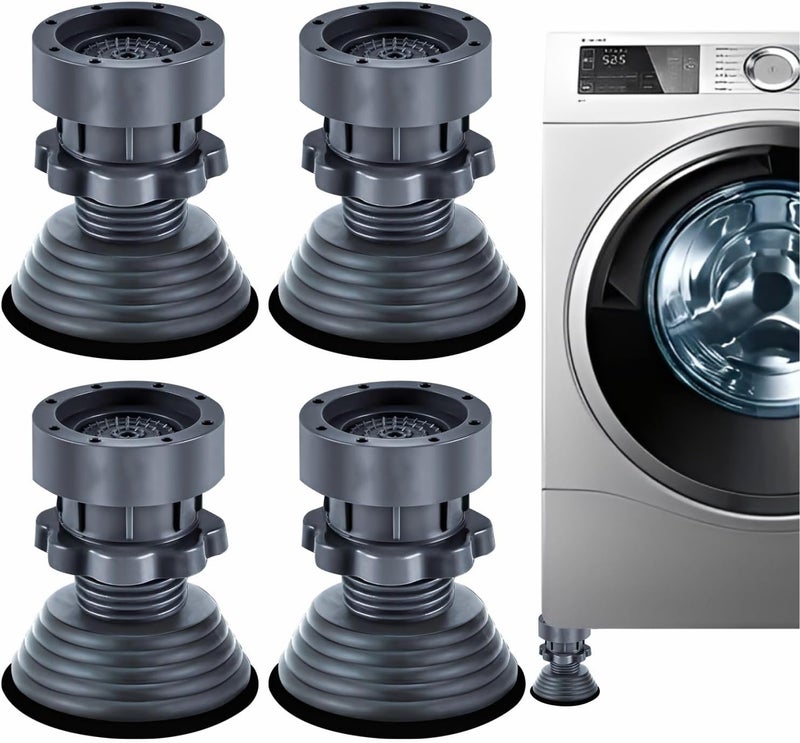 JD FRESH Washing Machine Vibration Pads/Bracket Base for Washing Machine/Refrigerator Stand with Height Adjustment Feet/Washing Machine Stand/Floor Trays/Stands with Anti-Slip Rubber (Grey-4 Pcs Set) - Image 1