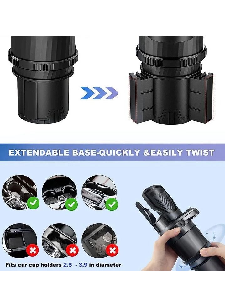 حامل مشروبات السيارة، حامل أكواب قابل للتعديل 2 في 1، حامل أكواب السيارة، محول موسع، موفر للمساحة - Image 5