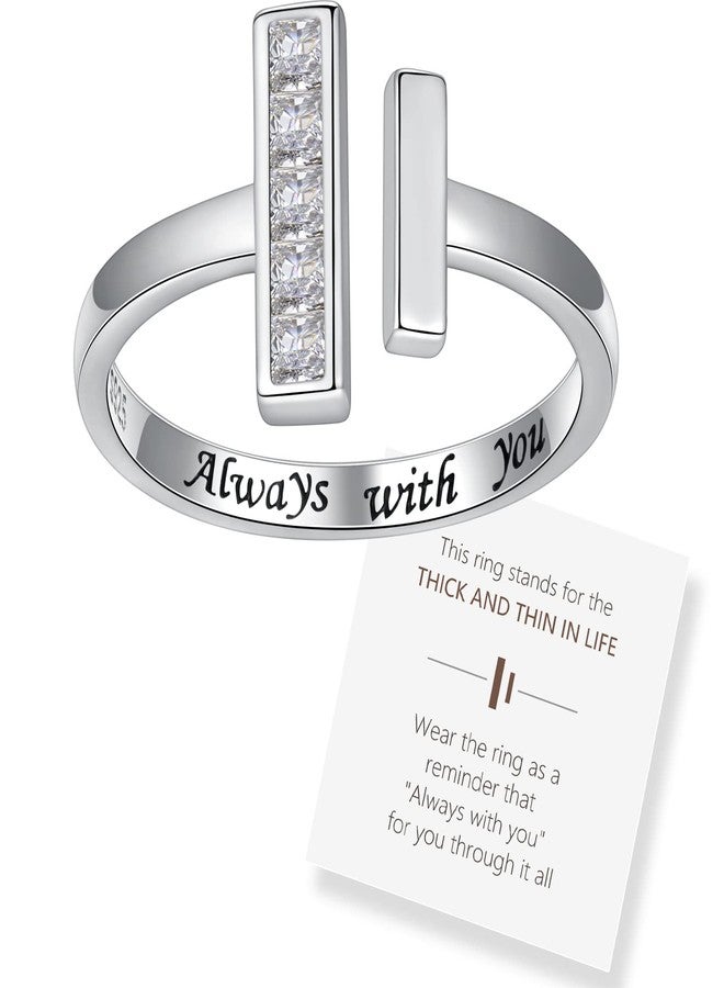 MANBU Sterling Silver Thick and Thin Ring: Mother Daughter Sister Friend Through Thick and Thin Ring Always with You Christmas Jewelry Gifts for Wife Girlfriend (Size 6-7) - Image 1