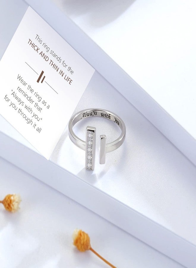 MANBU Sterling Silver Thick and Thin Ring: Mother Daughter Sister Friend Through Thick and Thin Ring Always with You Christmas Jewelry Gifts for Wife Girlfriend (Size 6-7) - Image 2