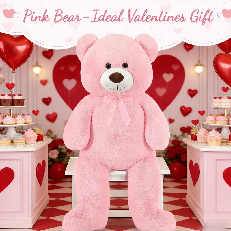 Toys Studio 51 inch Giant Teddy Bear Pink Stuffed Bear Plush for Girls Pink Teddy Bear for Baby Shower Gender Reveal Decorations Valentines Day Christmas - Image 3