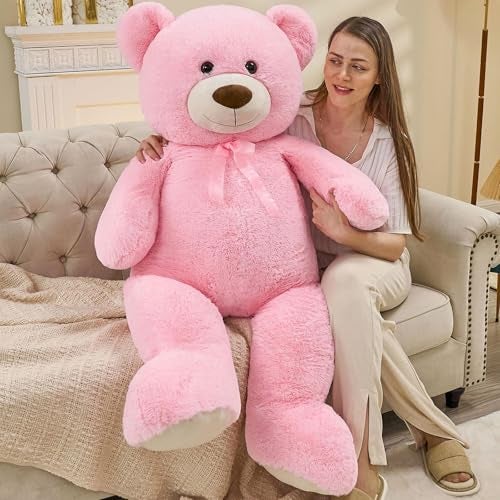 Toys Studio 51 inch Giant Teddy Bear Pink Stuffed Bear Plush for Girls Pink Teddy Bear for Baby Shower Gender Reveal Decorations Valentines Day Christmas - Image 1