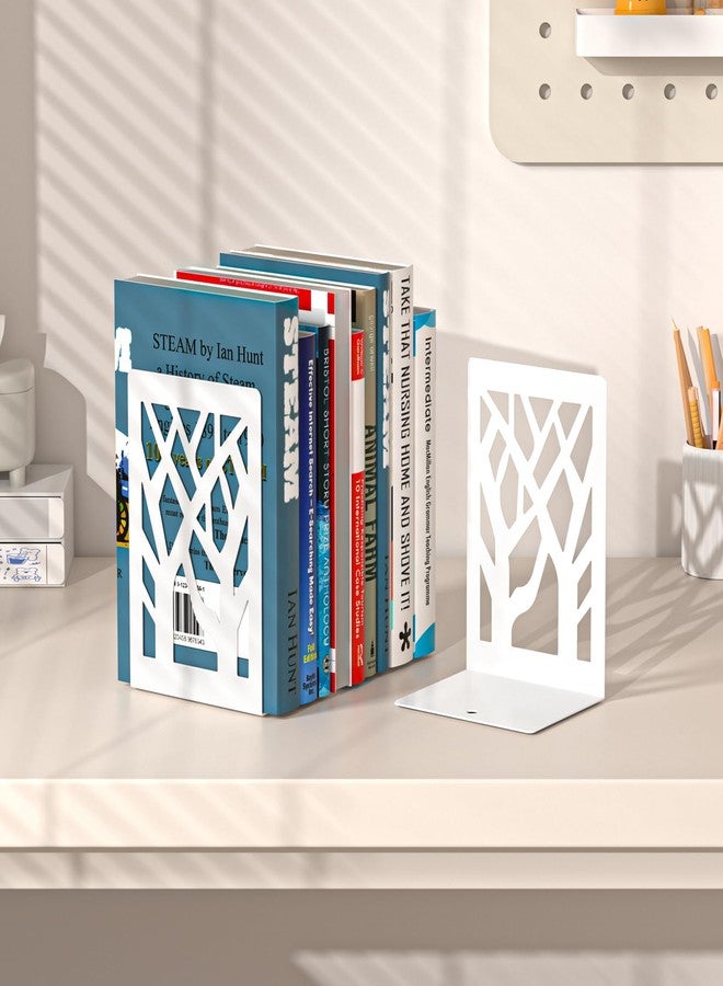VFINE Withe Bookend 2-Piece, Tree Design Bookends for Shelves, Metal Book Ends for Desk, Decoration Stylish Bookshelf Bookends for Home Office School Supplies - Image 5