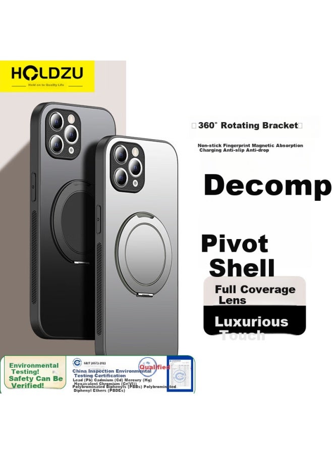 Holdzu [uncompressed Version] Pivot Case For Apple Iphone 16 Pro Max, Magnetic Full Protection Anti-drop Frosted Stand Case For Men - Starry Silver