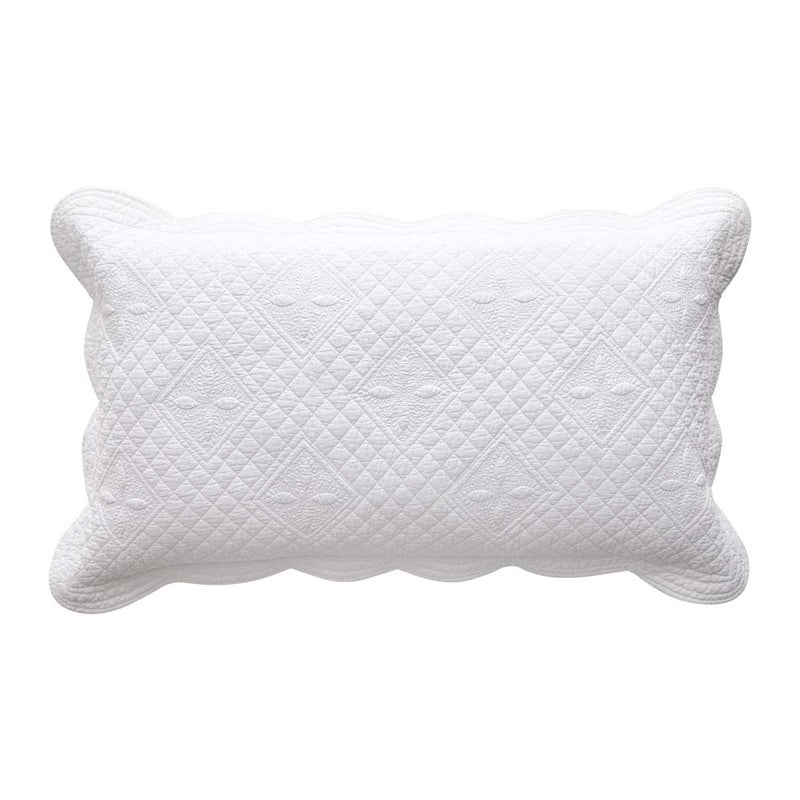 Calla Angel Sage Garden Luxury Pure Cotton Quilted Pillow Sham, King Pillow, 20x36, White - Image 1