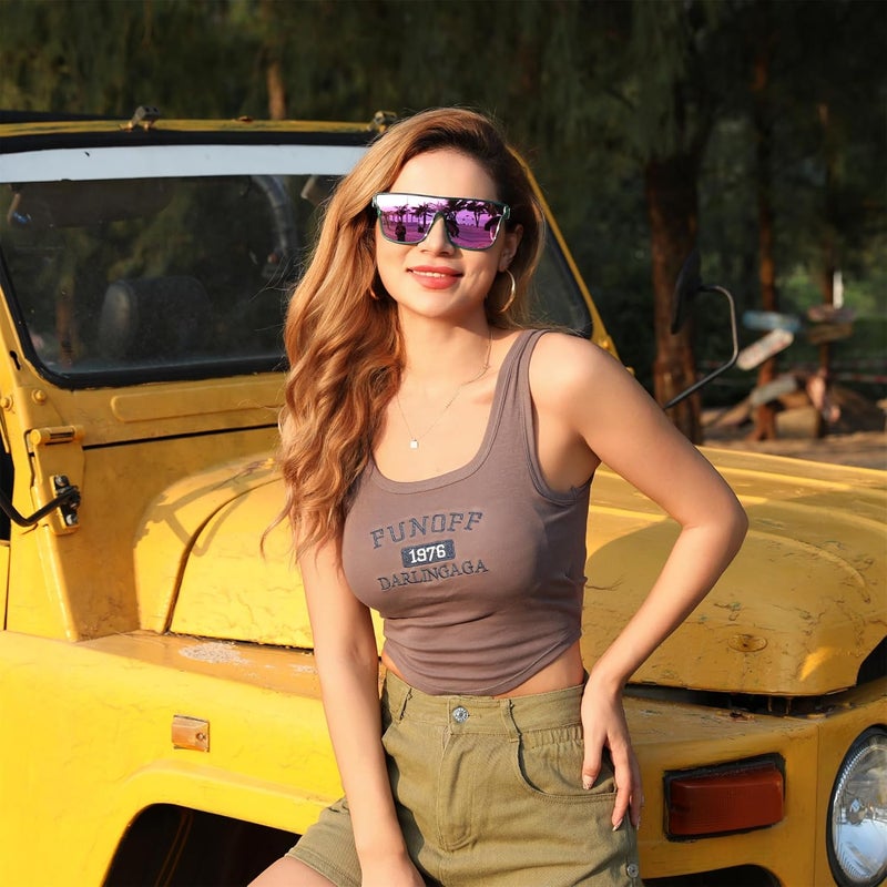 FEISEDY Fashion Flat Top Sunglasses Trendy Oversized Square Shades Women Men UV400 B2996 - Image 3
