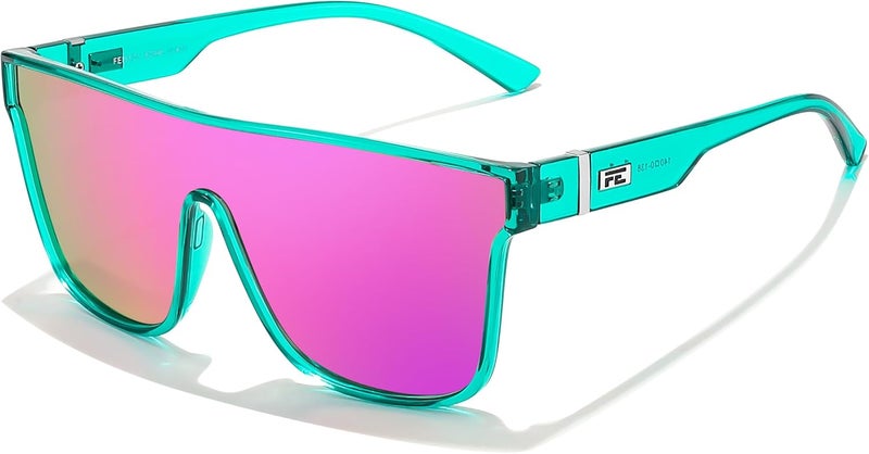 FEISEDY Fashion Flat Top Sunglasses Trendy Oversized Square Shades Women Men UV400 B2996 - Image 1