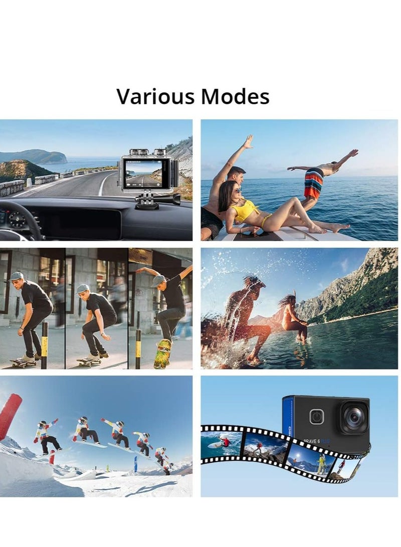 Akaso AKASO Brave 6 Native 4K30FPS 20MP WiFi Action Camera with Touch Screen EIS 4X Zoom Voice Control Remote Control 131 Feet Underwater Camera with 2X 1350mAh Batteries and Helmet Accessories Kit - Image 5