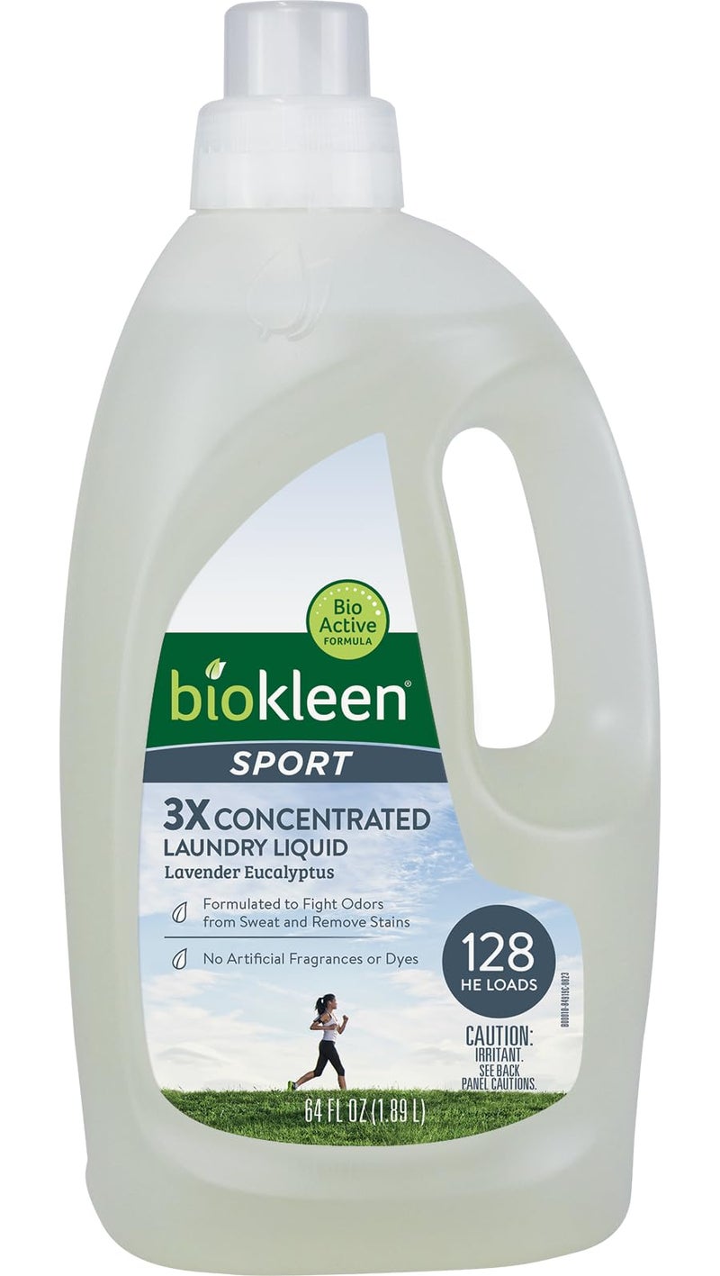 Biokleen Sport Laundry Detergent 128 HE Loads Liquid Concentrated EcoFriendly NonToxic PlantBased No Artificial Fragrance Colors or Preservatives Sports