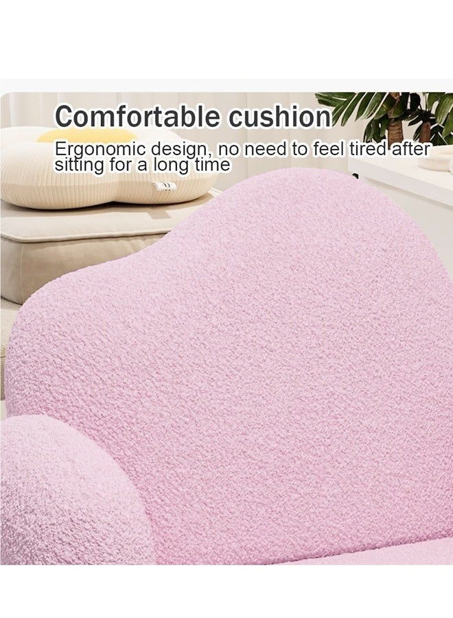 fashionhome Modern Minimalist Design Single Sofa Comfy Fluffy Vanity Chair Elegant Makeup Desk Chair Ergonomic Backrest Dinning Chair with Armrests for Bedroom Living Room 45x47x81 cm - Image 2