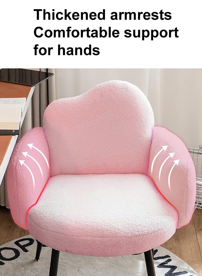 fashionhome Modern Minimalist Design Single Sofa Comfy Fluffy Vanity Chair Elegant Makeup Desk Chair Ergonomic Backrest Dinning Chair with Armrests for Bedroom Living Room 45x47x81 cm - Image 3