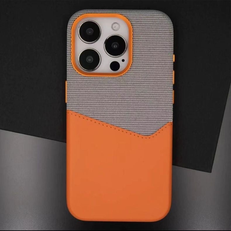 Suitable for Apple 17Promax Card-Inserting Strong Magnetic Card Holder Phone Case Iphone16 Plain Leather Splicing Protective Cover High-End - Image 1