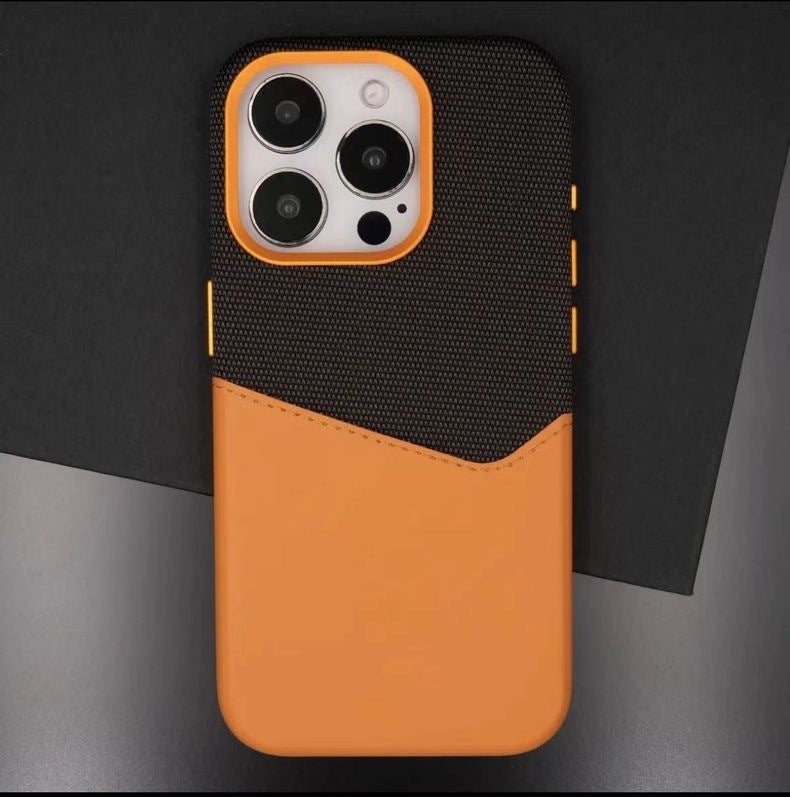 Suitable for Apple 17Promax Card-Inserting Strong Magnetic Card Holder Phone Case Iphone16 Plain Leather Splicing Protective Cover High-End - Image 5