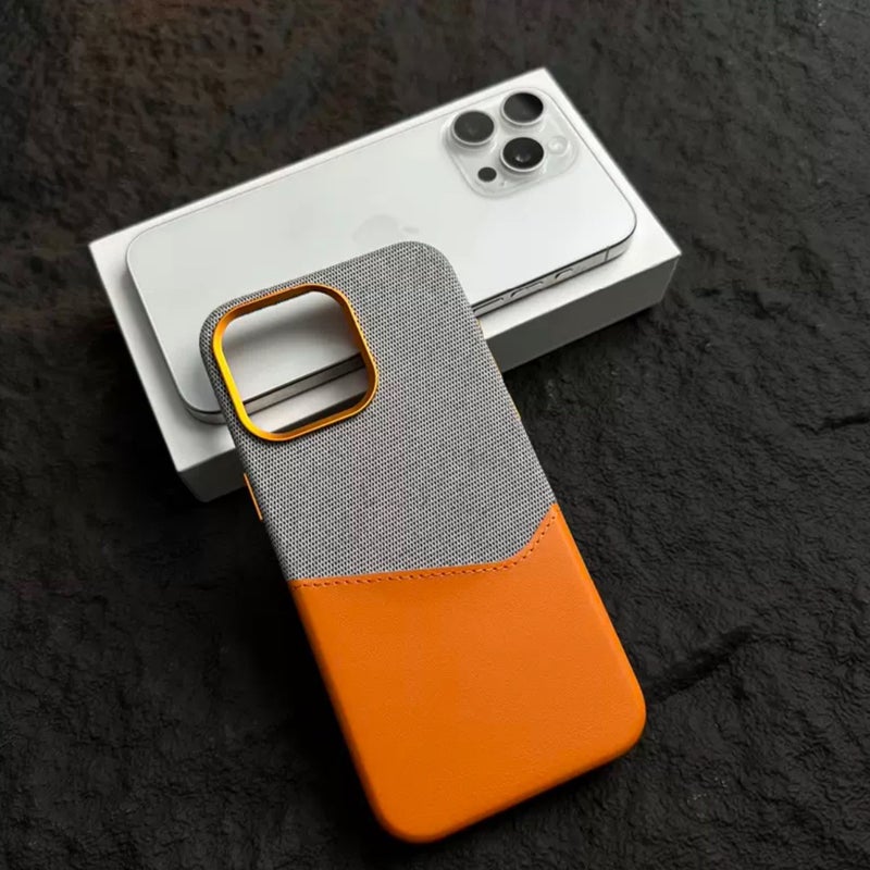Suitable for Apple 17Promax Card-Inserting Strong Magnetic Card Holder Phone Case Iphone16 Plain Leather Splicing Protective Cover High-End - Image 2