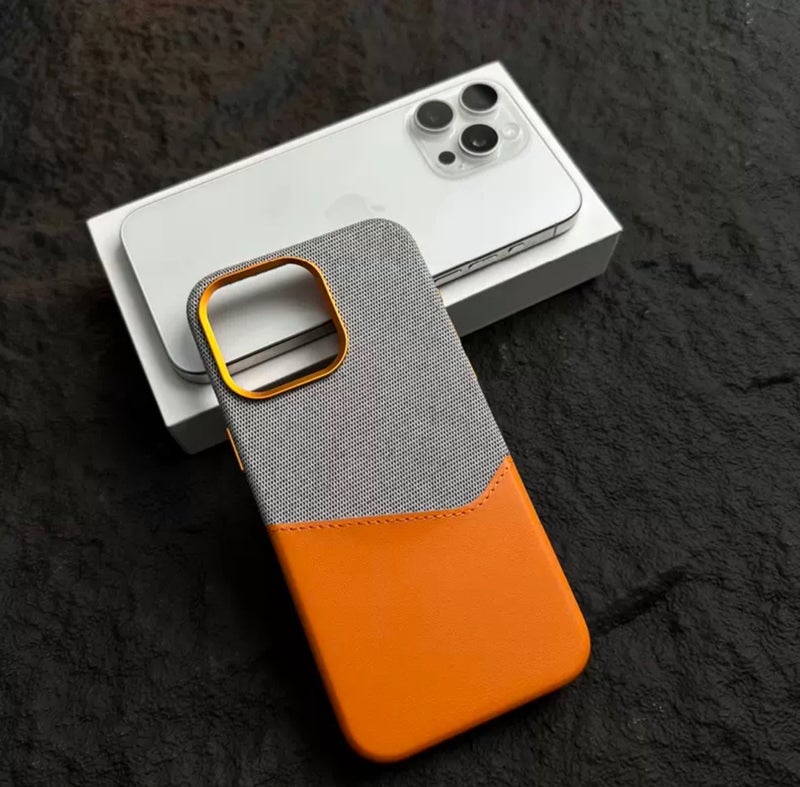 Suitable for Apple 17Promax Card-Inserting Strong Magnetic Card Holder Phone Case Iphone16 Plain Leather Splicing Protective Cover High-End - Image 4