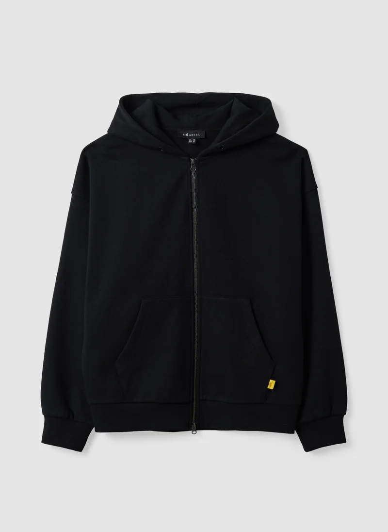 Ovs OVS Black Cropped Pure Cotton Hoodie With Oversized Fit