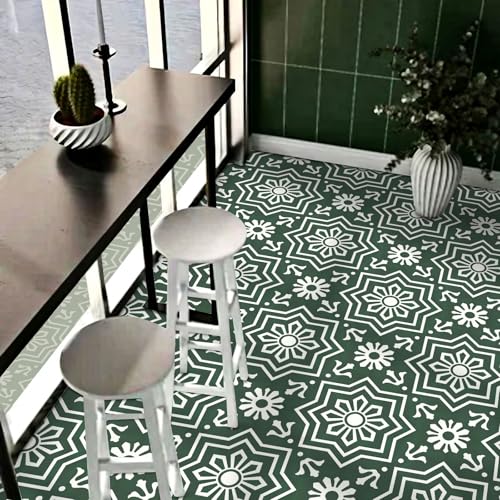 MORCART 20 Pack Peel and Stick Floor Tile, 7.87"x 7.87" Vinyl Flooring, Removable DIY Flooring for Bathroom, Kitchen, Fireplace, Stairs, Bedrooms, Wall, Pantry Room Waterproof Dark Green - Image 4