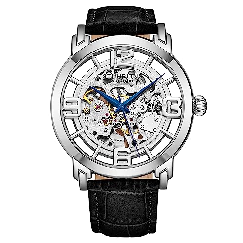 Stuhrling Original Skeleton Watches - Mens Automatic Dress Watch - Winchester 44 Elite Mechanical Watch (Silver/Black) - Image 1