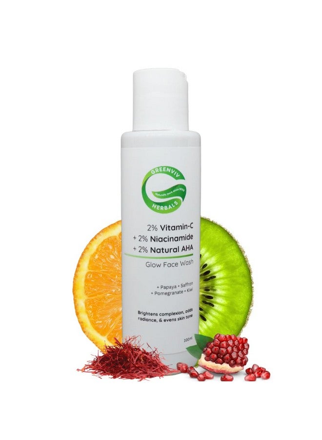 Greenviv 2% Vitamin C + 2% Niacinamide + 2% Natural AHA Glow Face Wash | Brightens Complexion, Evens Skin Tone & Enhances Radiance | 100ml - Image 1