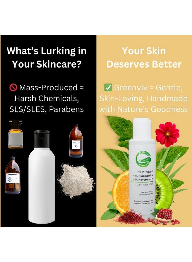 Greenviv 2% Vitamin C + 2% Niacinamide + 2% Natural AHA Glow Face Wash | Brightens Complexion, Evens Skin Tone & Enhances Radiance | 100ml - Image 3