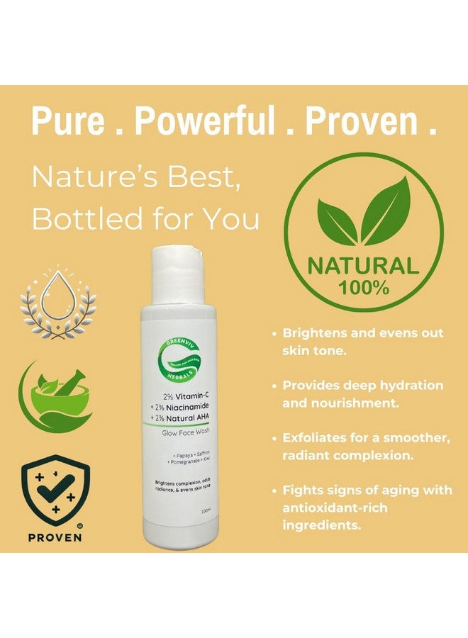 Greenviv 2% Vitamin C + 2% Niacinamide + 2% Natural AHA Glow Face Wash | Brightens Complexion, Evens Skin Tone & Enhances Radiance | 100ml - Image 2
