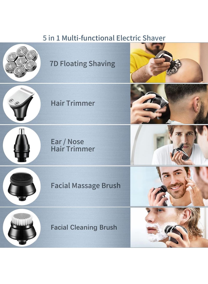 Men's Bald Head Shaver, 7D Electric Head Shaver, Waterproof, Wet  Dry Use, with LED Display, 5-in-1 Grooming Kit, Portable Travel Case - Image 3