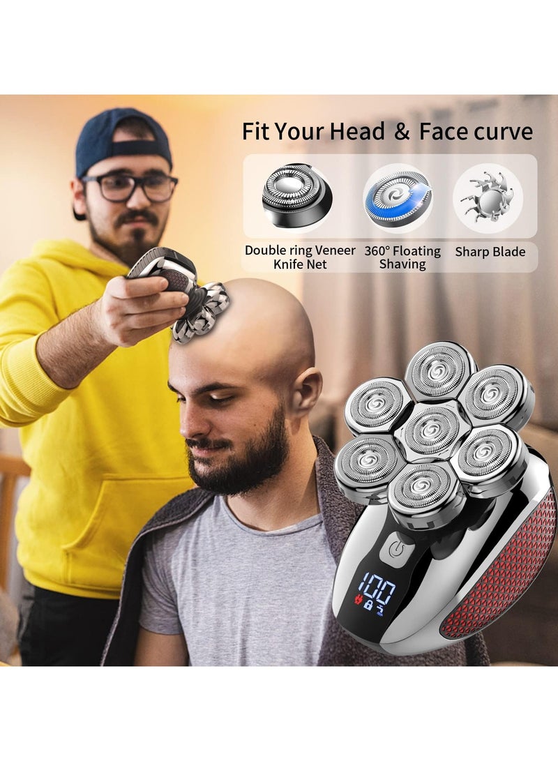 Men's Bald Head Shaver, 7D Electric Head Shaver, Waterproof, Wet  Dry Use, with LED Display, 5-in-1 Grooming Kit, Portable Travel Case - Image 4