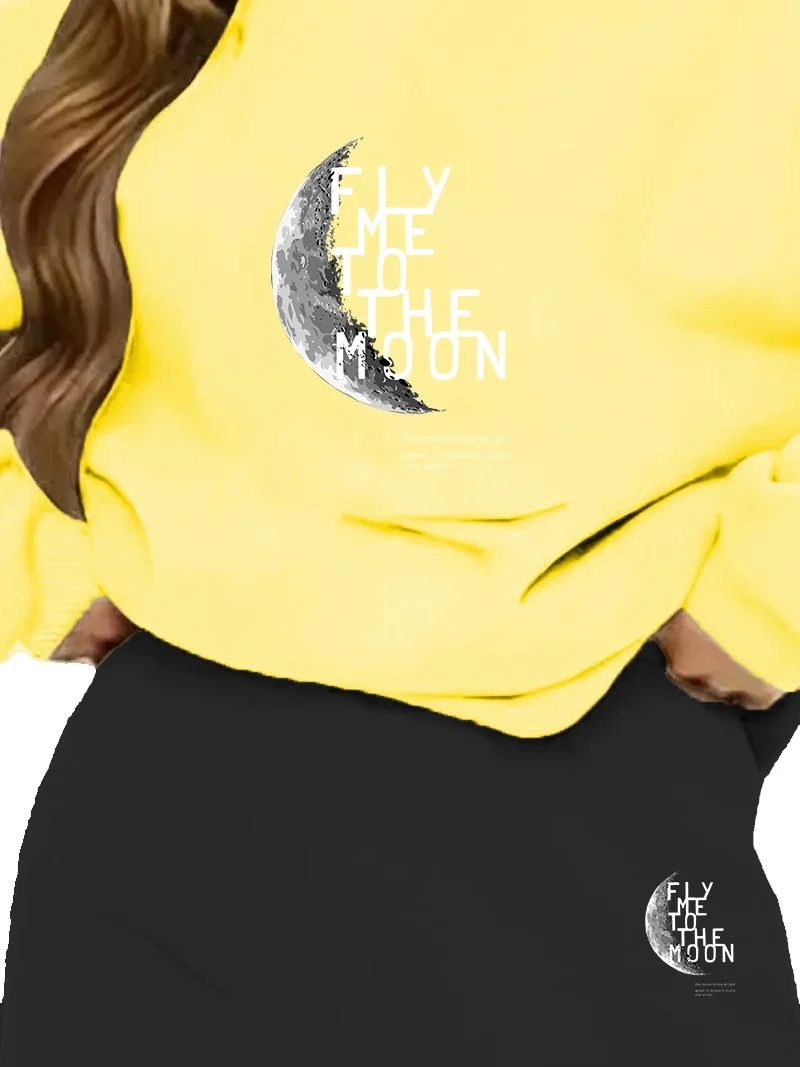 دوغ فش Tracksuit Set Oversize Flythemoon Printed Tracksuit Set,lover,couple Combination Yellow