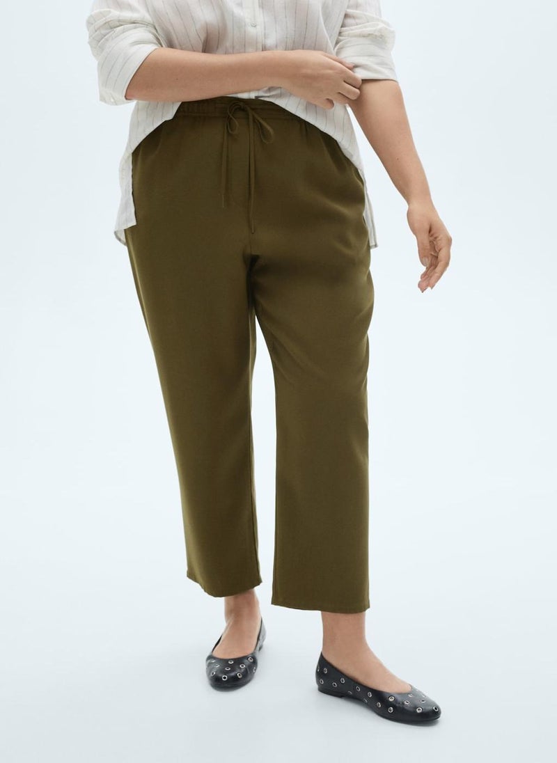 MANGO Elastic Waist Flowy Pants  - Image 1