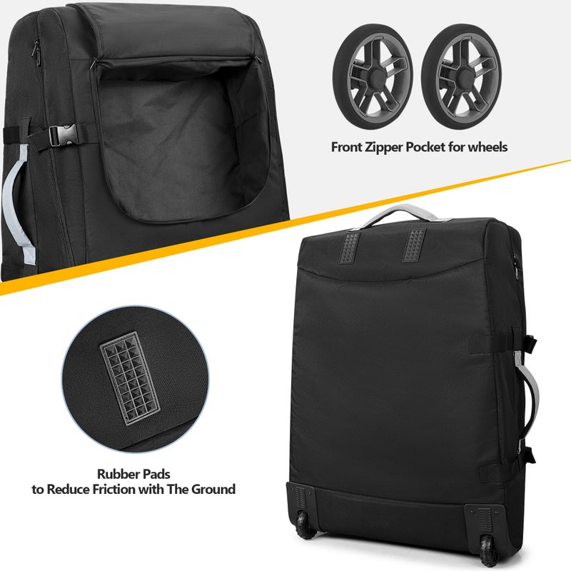 GRAOSO Stroller Travel Bag with Wheels Compatible with UPPAbaby Vista, Vista V2, Cruz V2, Rolling Gate Check Stroller Storage Bag for Airplane, with Dual Handles, Luggage Tag, Reflective Strip, Black - Image 4