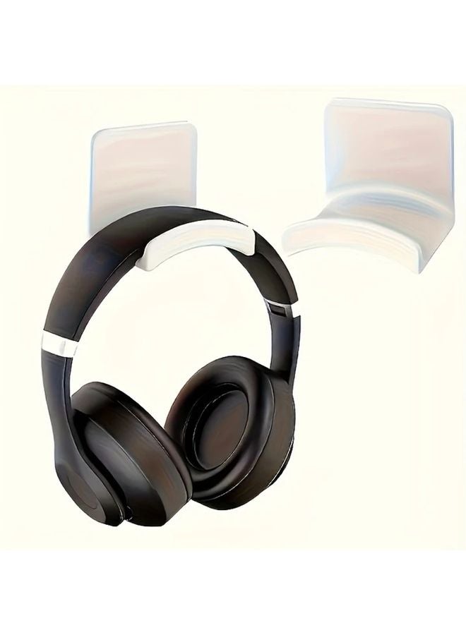 White Wall Mounted Headphone Holder No Drilling Easy Installation For Headphones And Controllers - Image 1