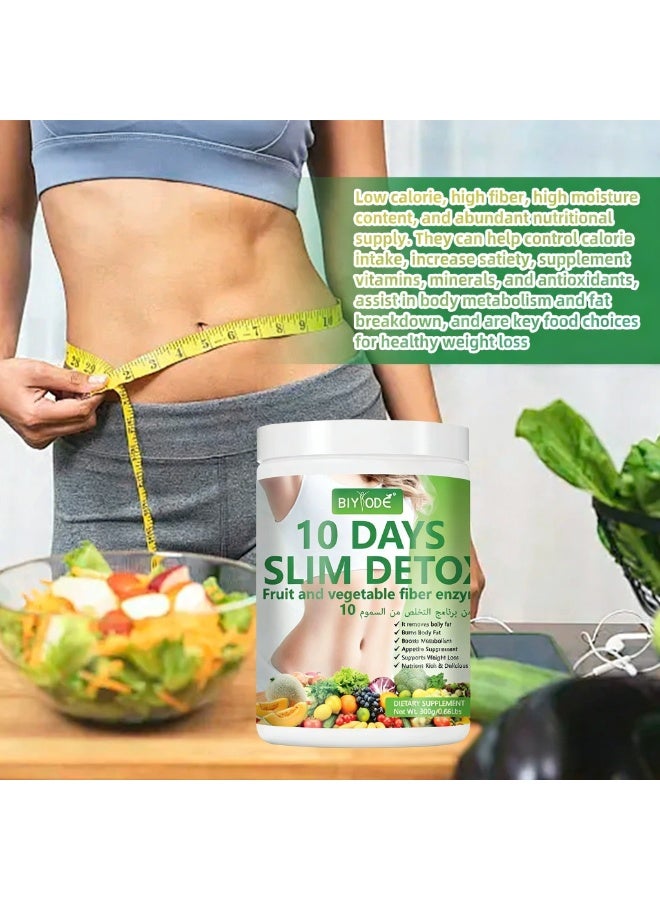 BIYODE 10 Days Slim Detox Fruit and Vegetable Fiber Enzyme Powder, Hami Melon Flavor - Supports Healthy Weight Loss, Belly Fat Reduction, Metabolism Boost & Appetite Control - 300g Dietary Supplement - Image 4