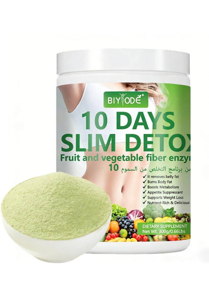 BIYODE 10 Days Slim Detox Fruit and Vegetable Fiber Enzyme Powder, Hami Melon Flavor - Supports Healthy Weight Loss, Belly Fat Reduction, Metabolism Boost & Appetite Control - 300g Dietary Supplement - Image 1
