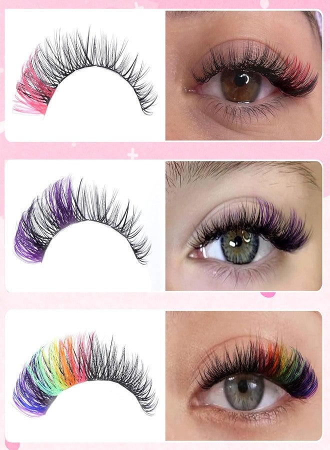 Yaiseiko Colored Lash Clusters 300Pcs Individual Lashes D Curl 14mm/16mm Mixed 8 Colors Rainbow DIY Eyelash Extension Colorful Cluster Lashes with White Eyelash Clusters Pack - Image 4