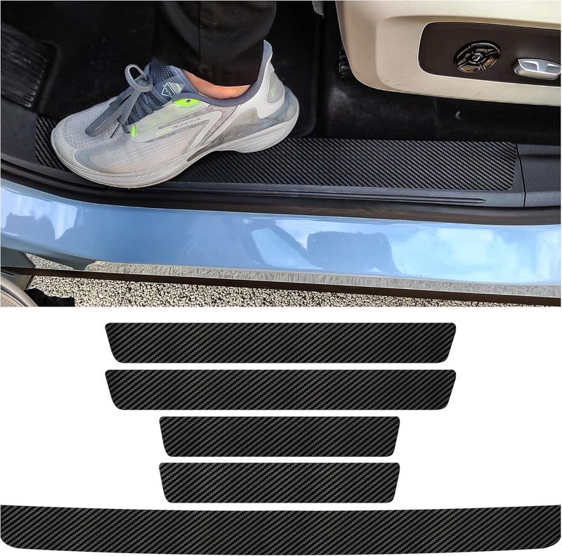 Turcee 5PCS Carbon Fiber Car Door Sill Protector - Image 1