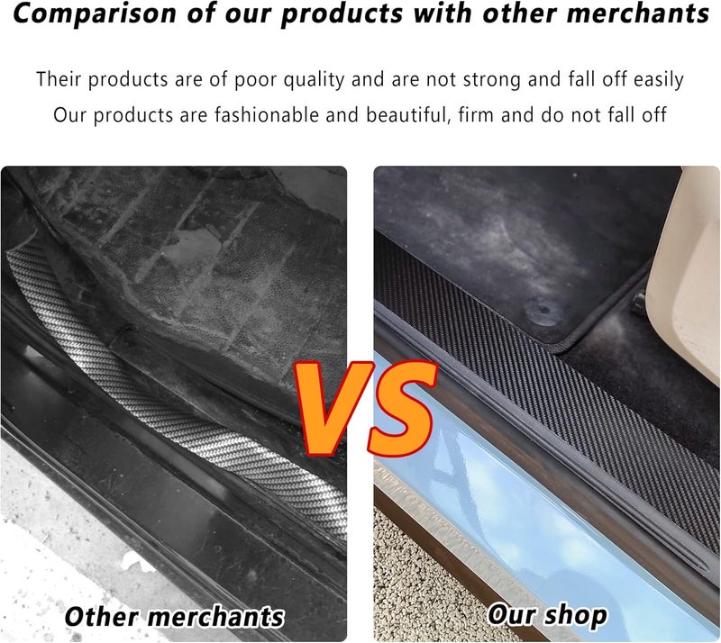 Turcee 5PCS Carbon Fiber Car Door Sill Protector - Image 4