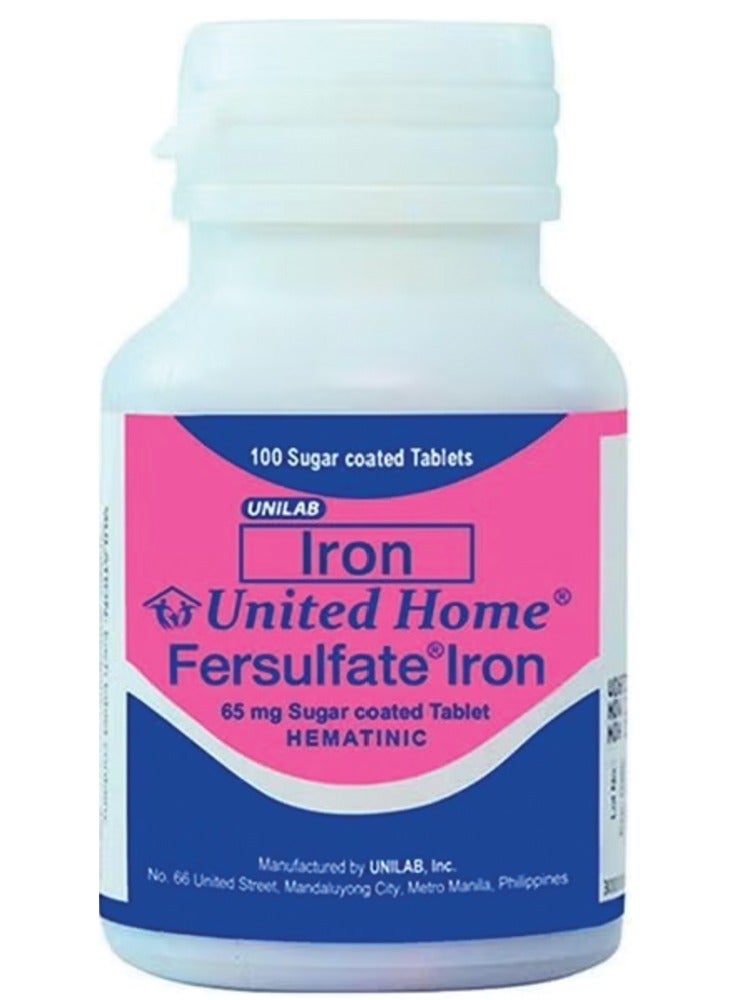 IRON United Home Fersulfate Iron Suger Coated 100 Tablets 